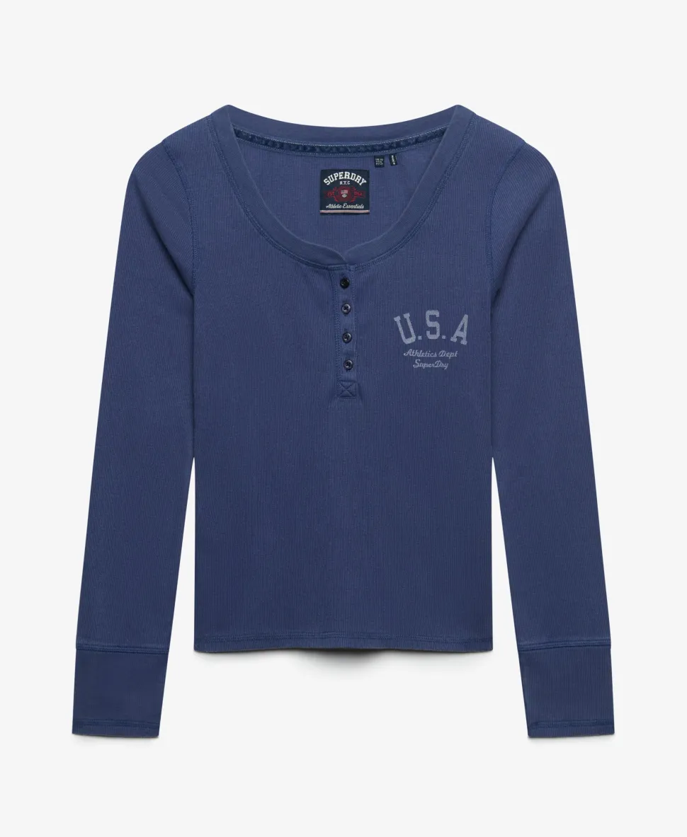 Athletic Button Down Long Sleeve Top