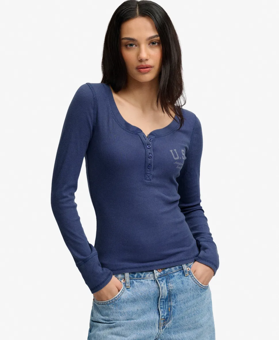 Athletic Button Down Long Sleeve Top