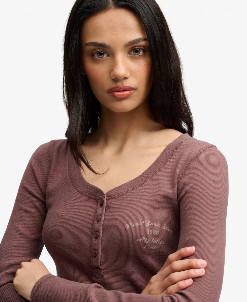 Athletic Button Down Long Sleeve Top