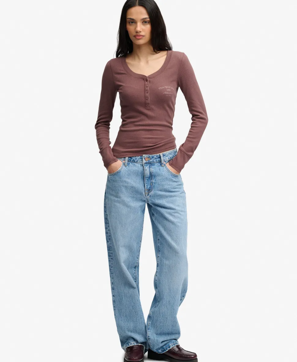 Athletic Button Down Long Sleeve Top
