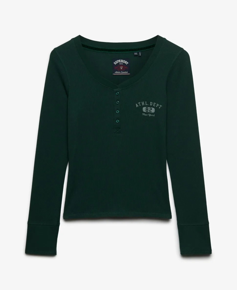 Athletic Button Down Long Sleeve Top
