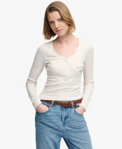 Athletic Button Down Long Sleeve Top
