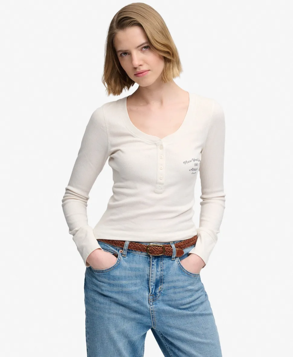 Athletic Button Down Long Sleeve Top