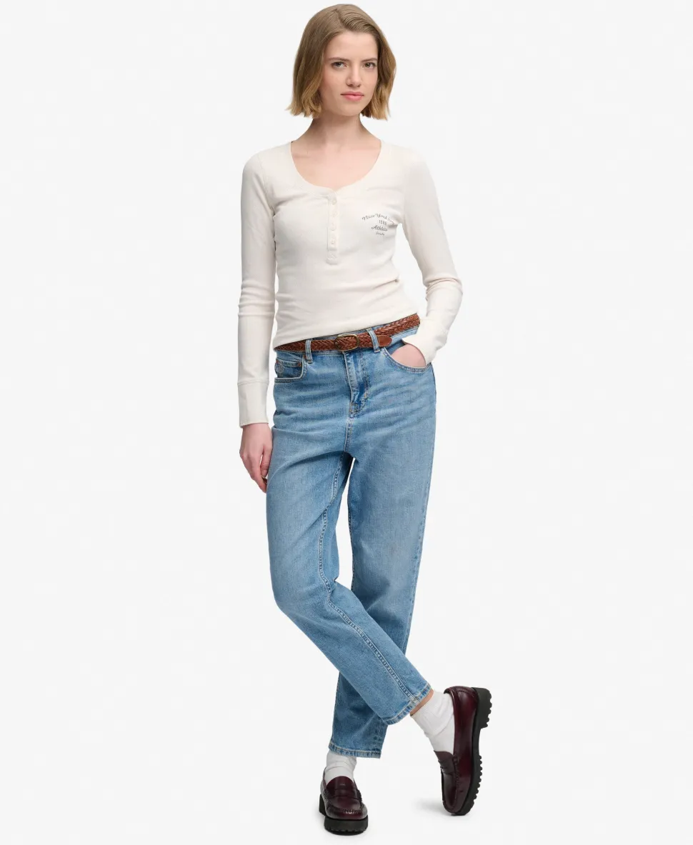 Athletic Button Down Long Sleeve Top