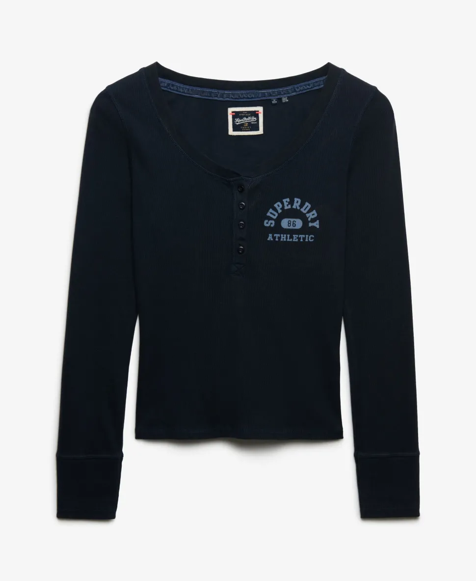Athletic Button Down Long Sleeve Top