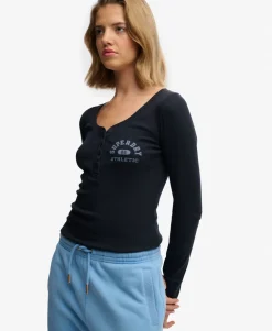 Athletic Button Down Long Sleeve Top
