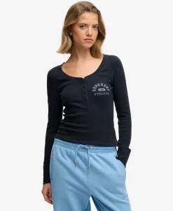 Athletic Button Down Long Sleeve Top