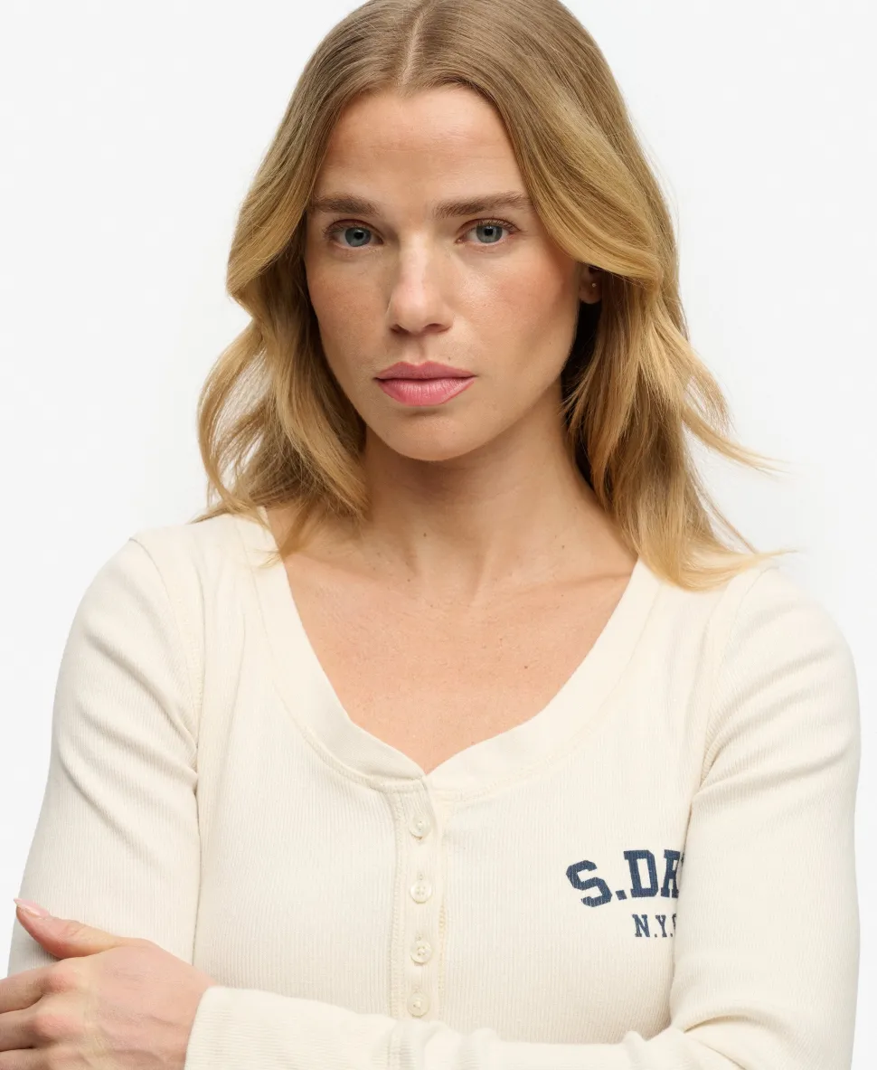 Athletic Button Down Long Sleeve Top