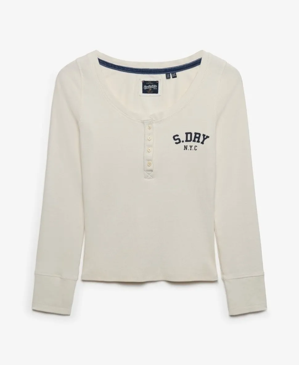 Athletic Button Down Long Sleeve Top