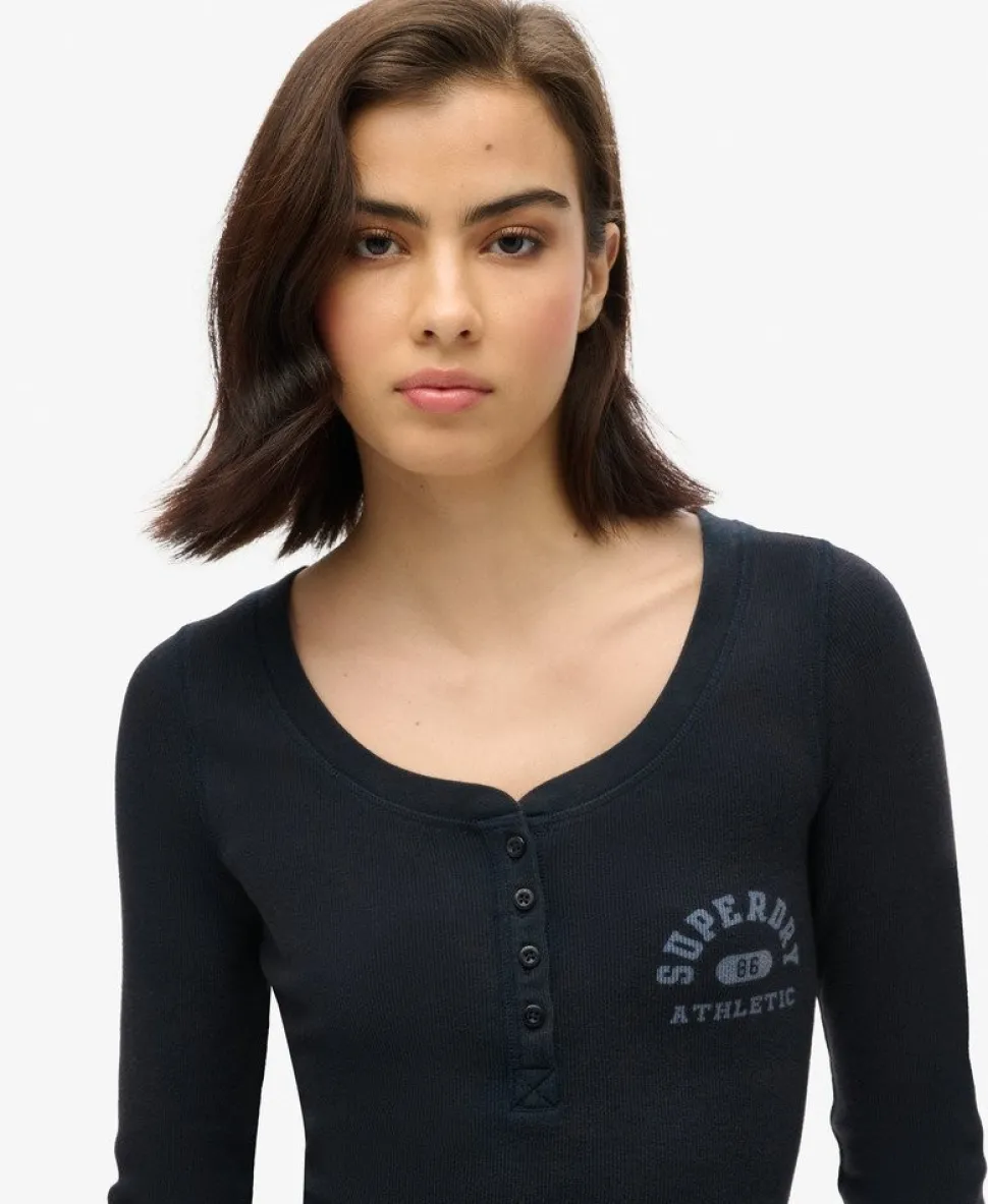 Athletic Button Down Long Sleeve Top