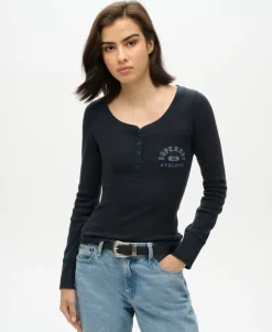 Athletic Button Down Long Sleeve Top