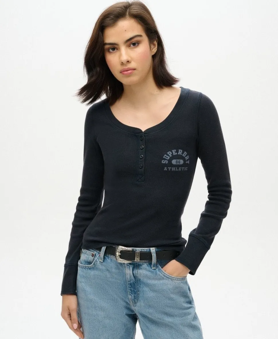Athletic Button Down Long Sleeve Top