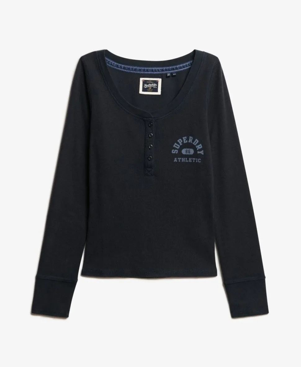 Athletic Button Down Long Sleeve Top