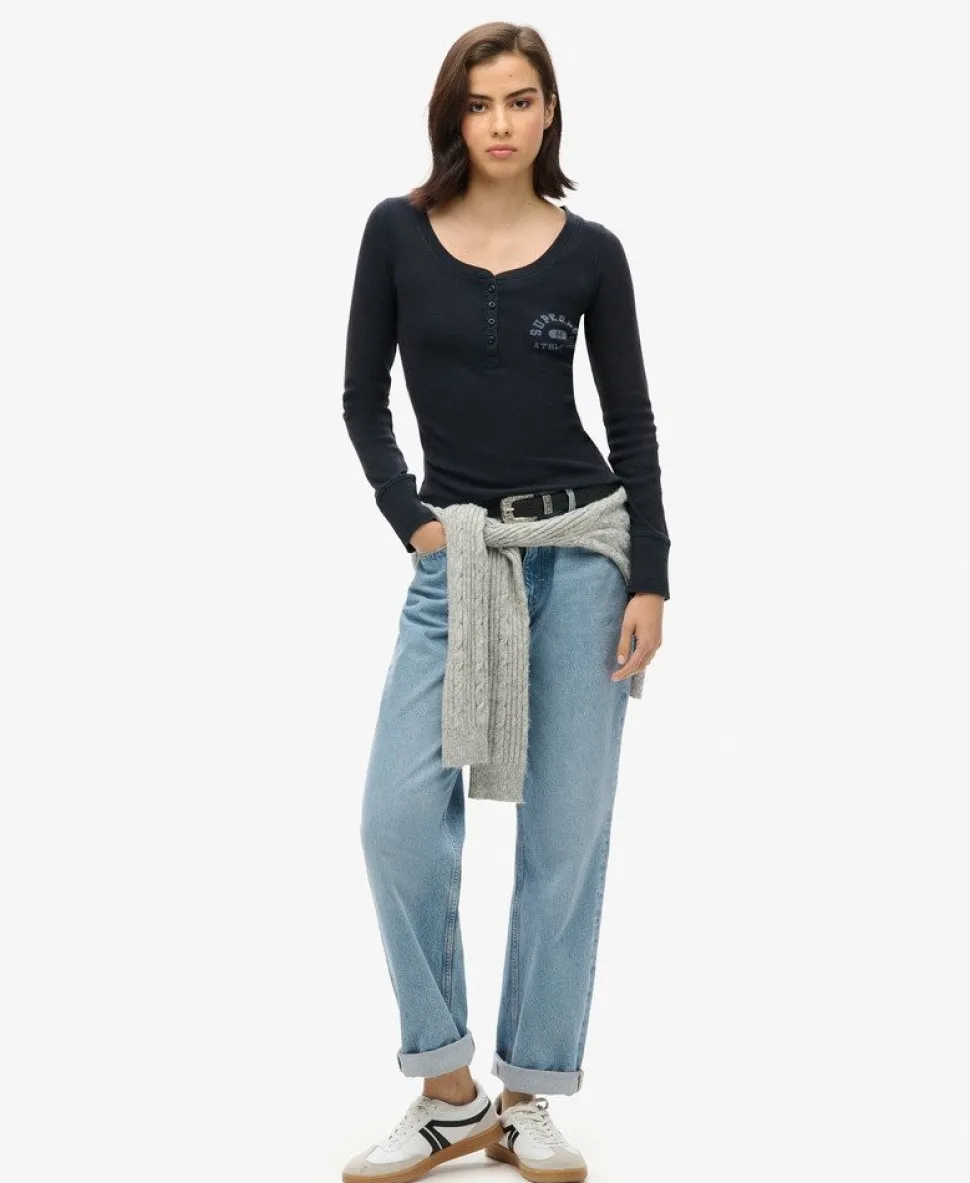Athletic Button Down Long Sleeve Top