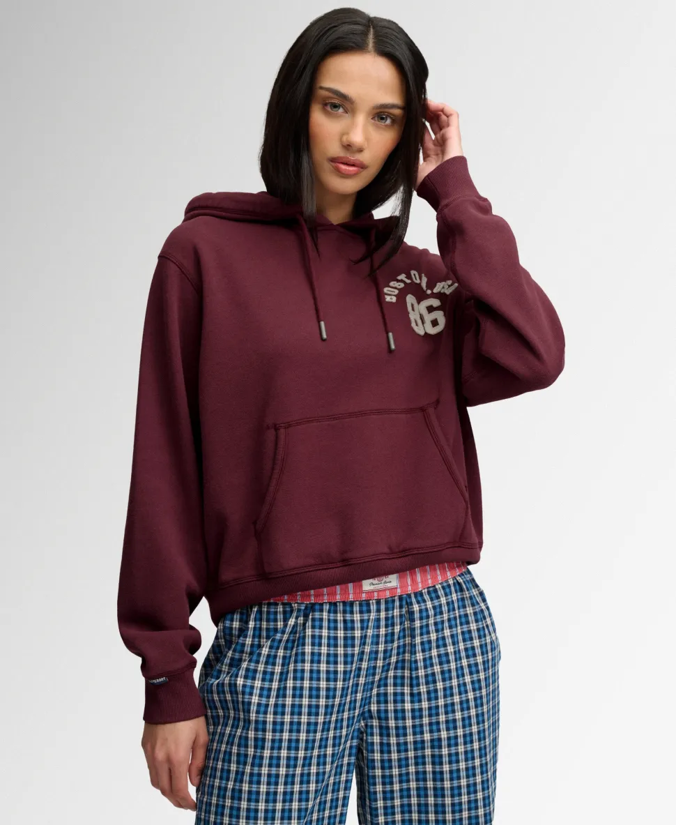 Athletic Essential Applique Cropped Hoodie