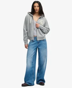 Athletic Essential Relaxed Crop Zip Hoodie