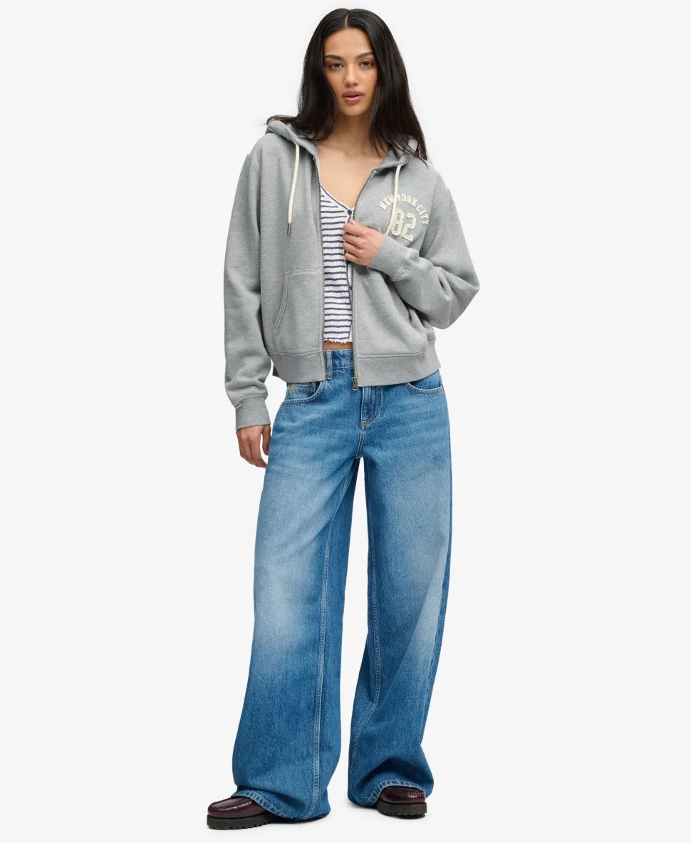 Athletic Essential Relaxed Crop Zip Hoodie