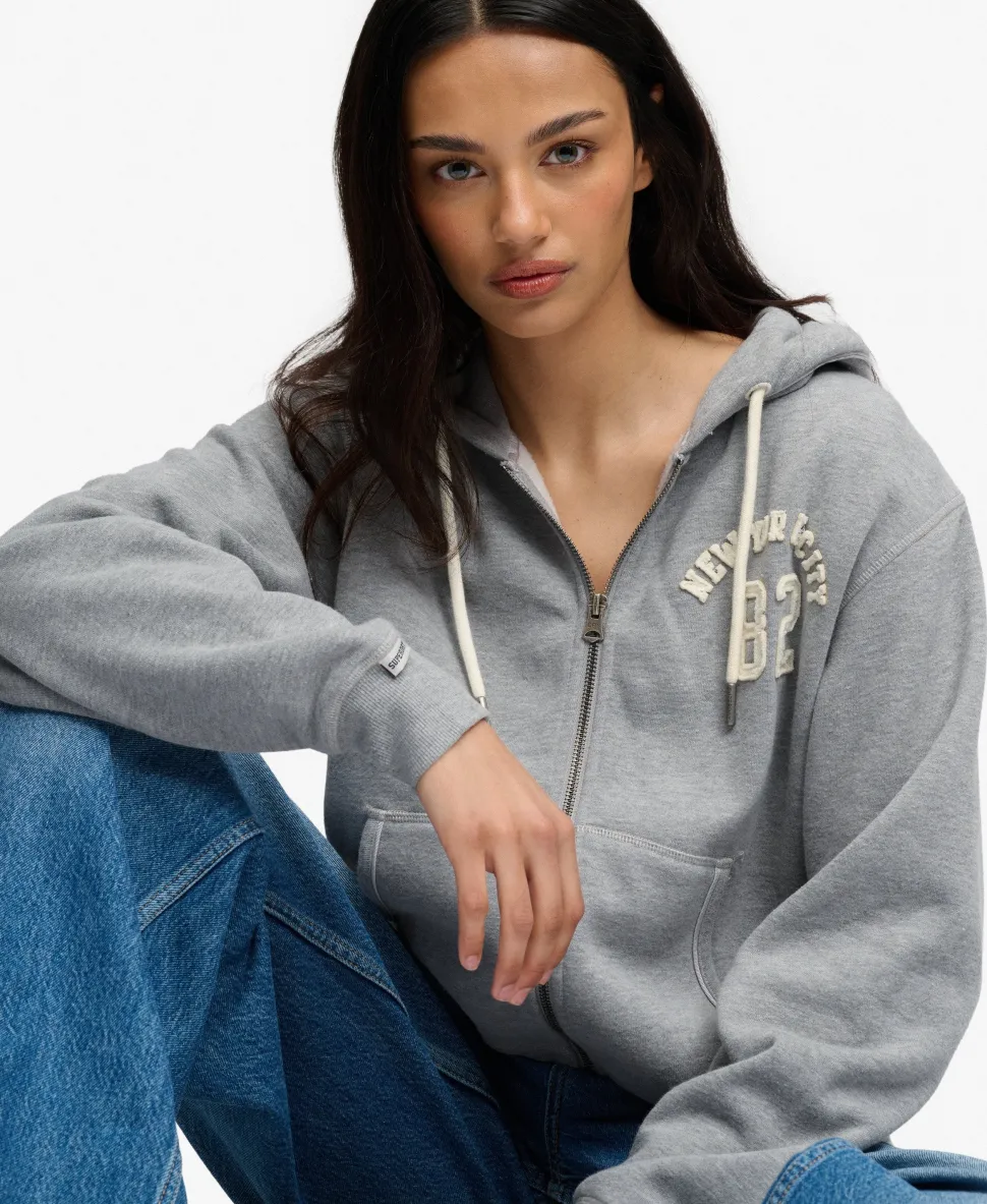 Athletic Essential Relaxed Crop Zip Hoodie
