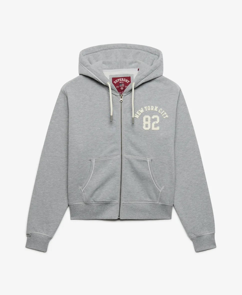 Athletic Essential Relaxed Crop Zip Hoodie