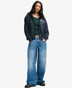 Athletic Essential Relaxed Crop Zip Hoodie