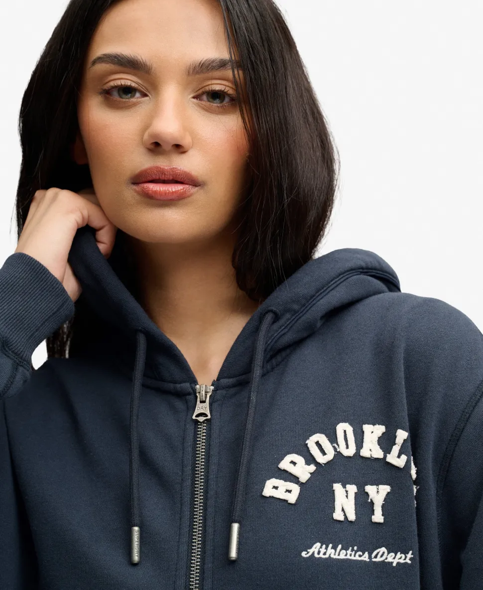 Athletic Essential Relaxed Crop Zip Hoodie