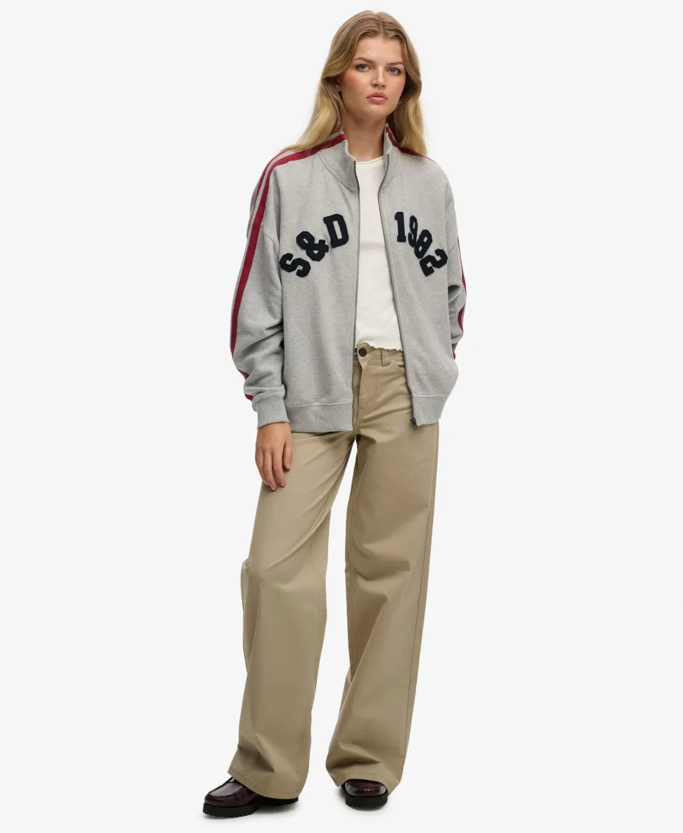 Athletic Essentials Applique Loose Zip Track Top