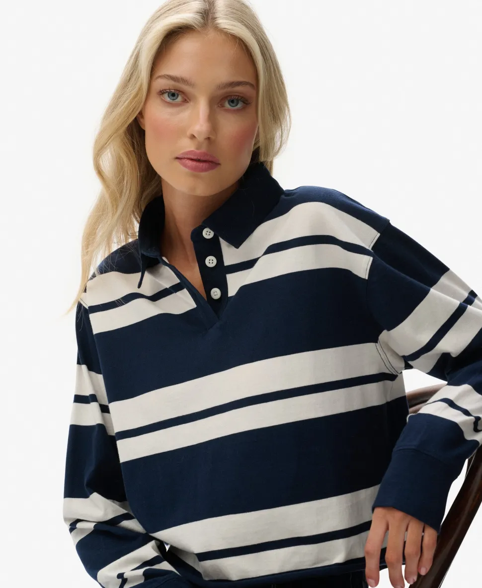 Athletic Essentials Cropped Stripe Rugby Top