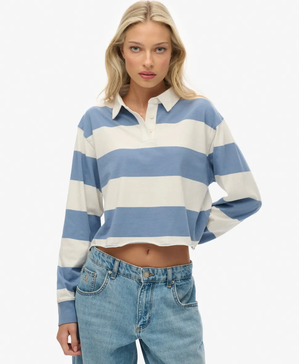 Athletic Essentials Cropped Stripe Rugby Top