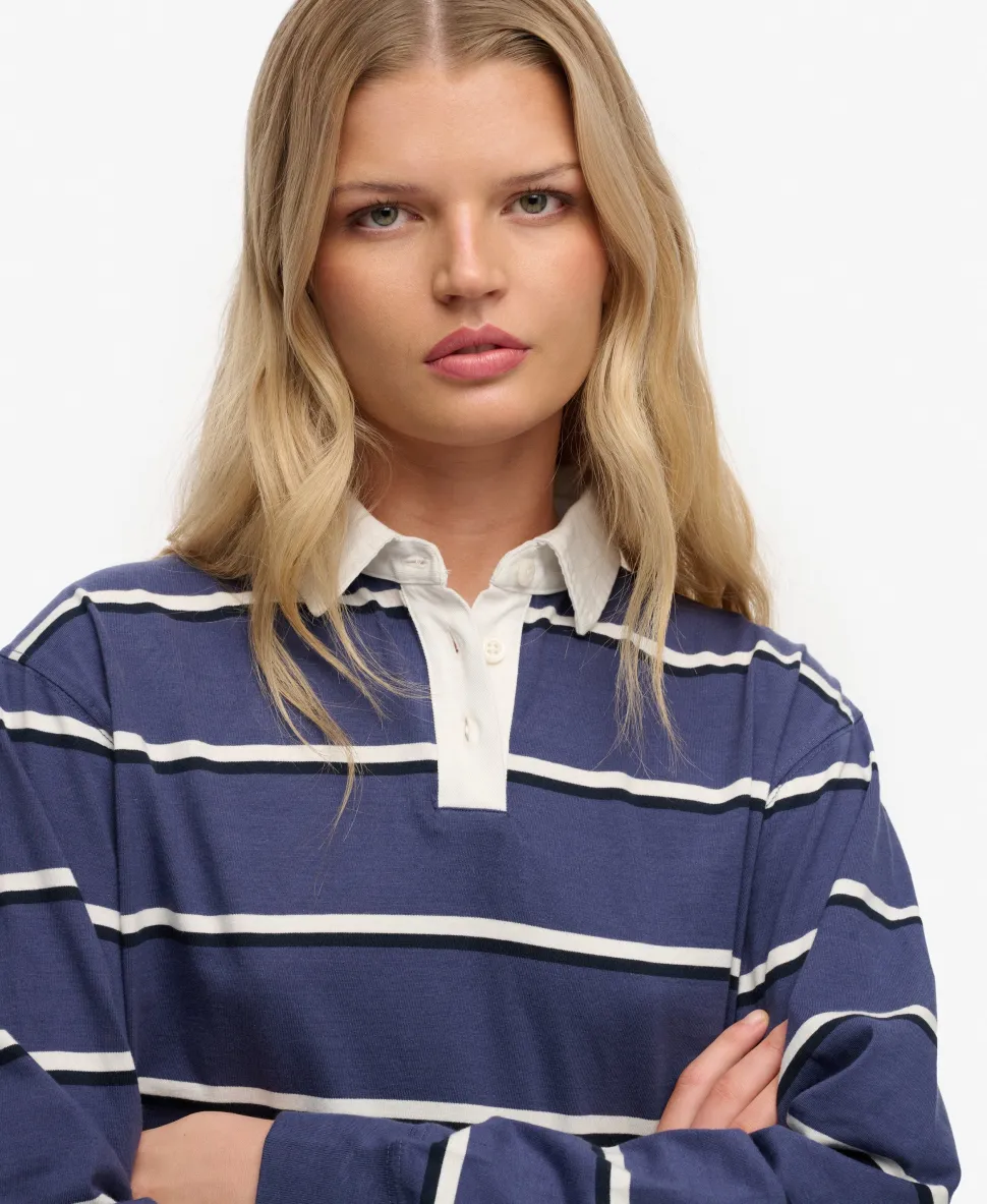 Athletic Essentials Cropped Stripe Rugby Top