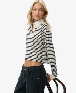 Athletic Essentials Cropped Stripe Rugby Top