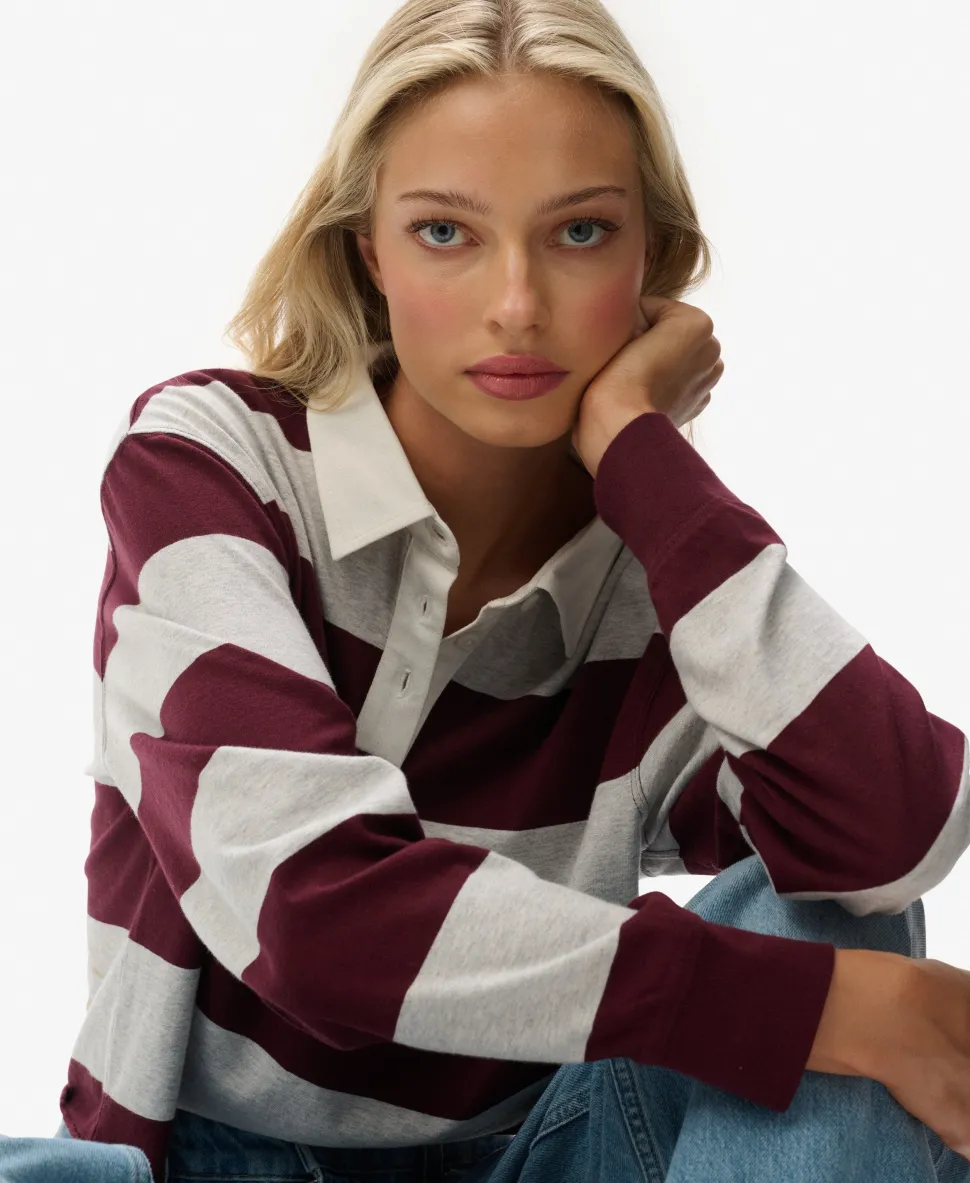 Athletic Essentials Cropped Stripe Rugby Top