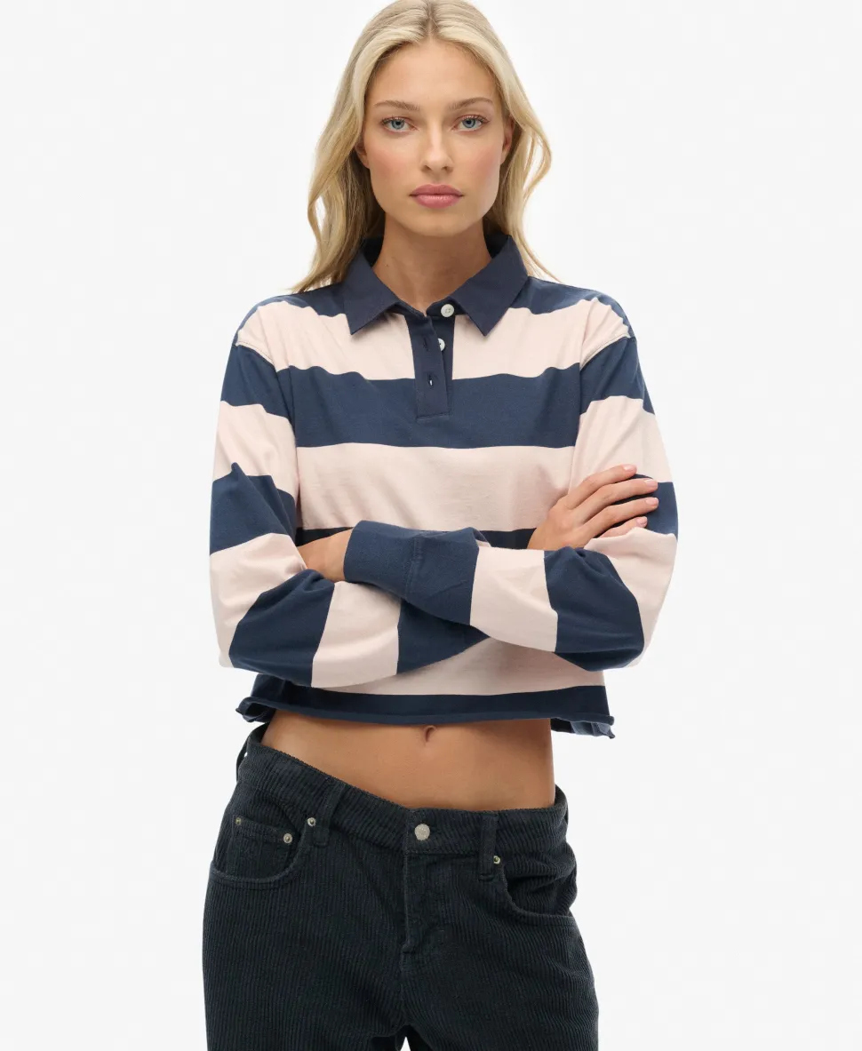 Athletic Essentials Cropped Stripe Rugby Top