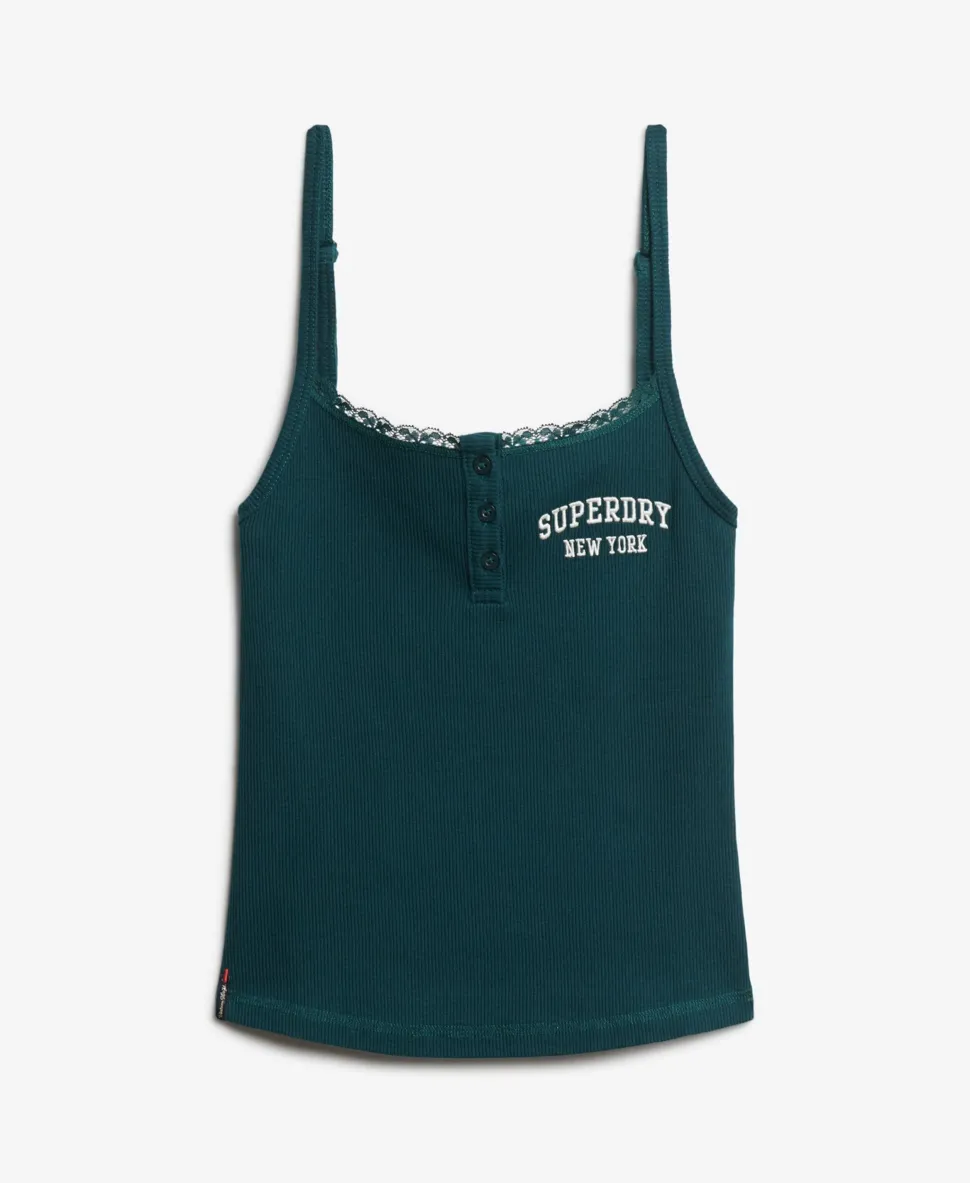 Athletic Essentials Embroidered Button Cami Top