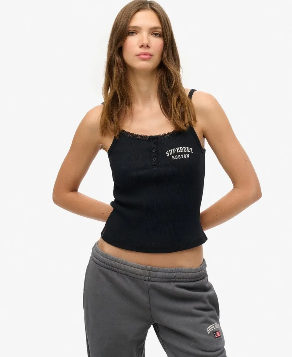 Athletic Essentials Embroidered Button Cami Top