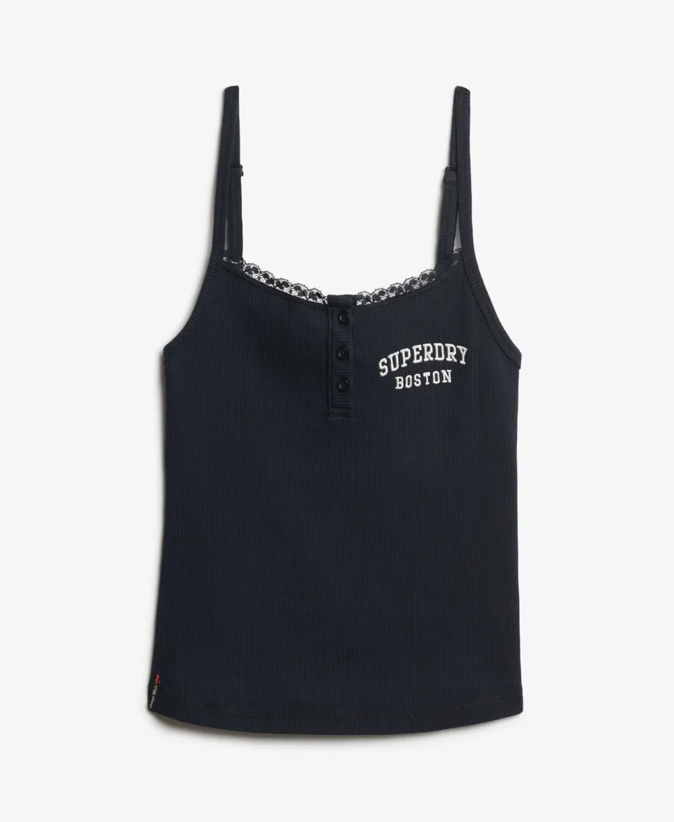 Athletic Essentials Embroidered Button Cami Top