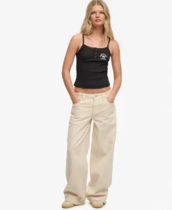 Athletic Essentials Embroidered Button Cami Top