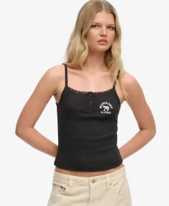 Athletic Essentials Embroidered Button Cami Top