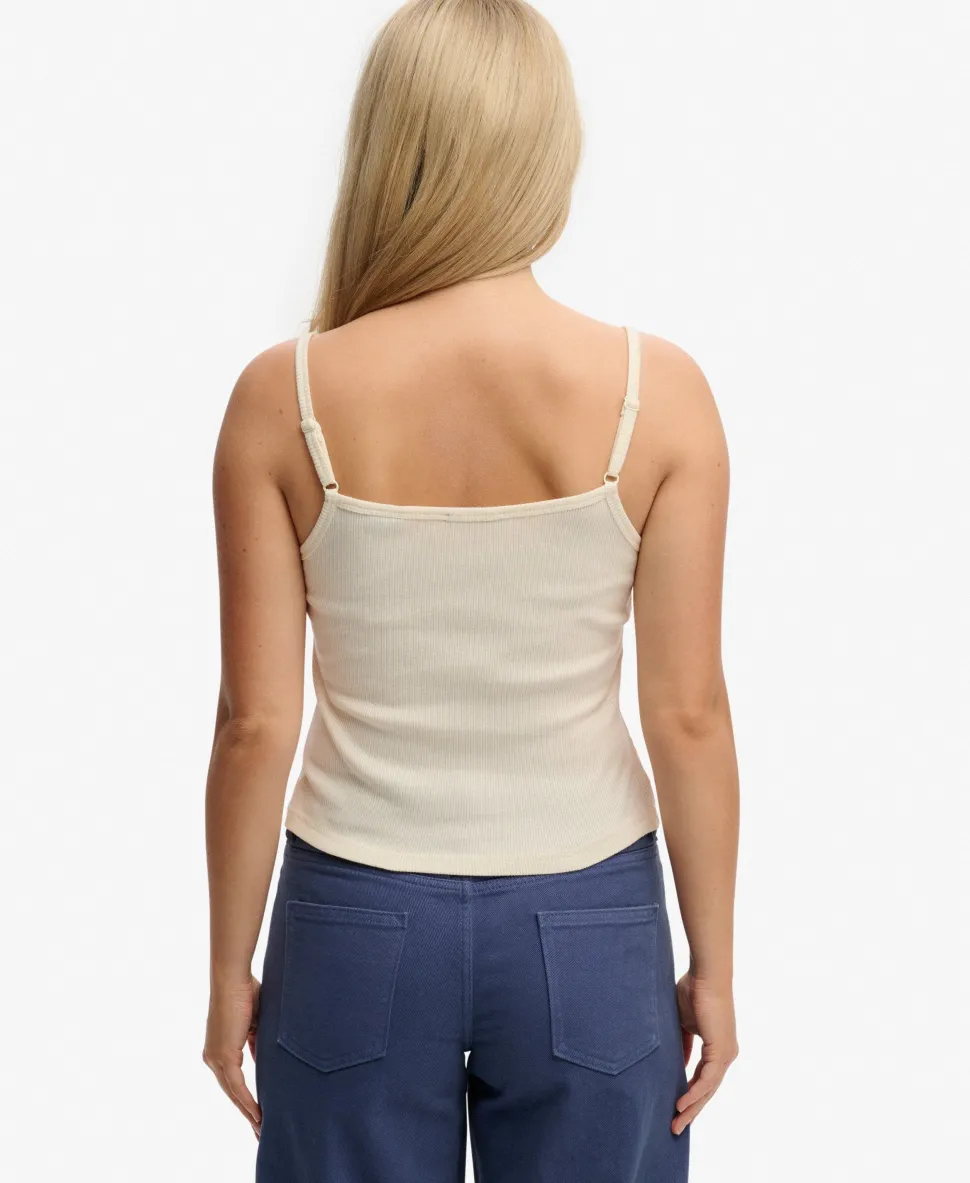 Athletic Essentials Embroidered Button Cami Top