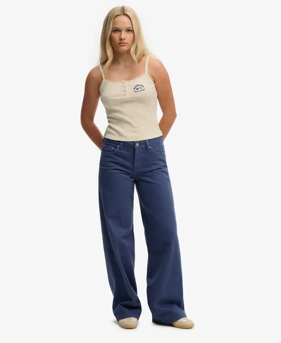 Athletic Essentials Embroidered Button Cami Top