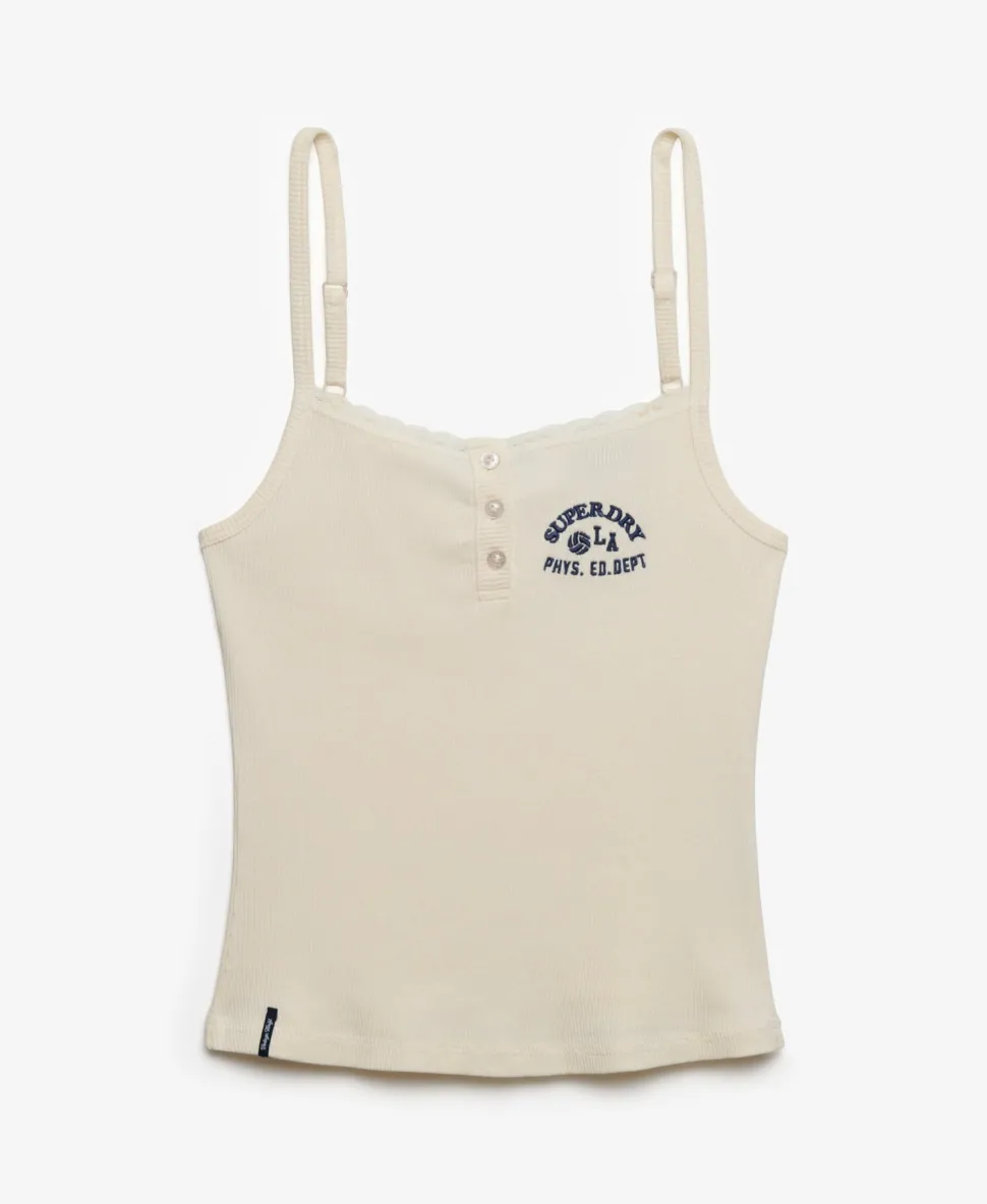 Athletic Essentials Embroidered Button Cami Top