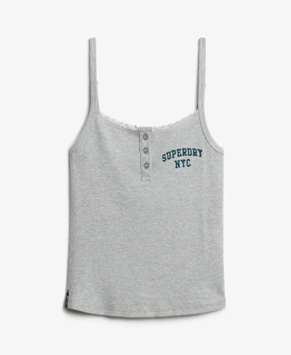 Athletic Essentials Embroidered Button Cami Top