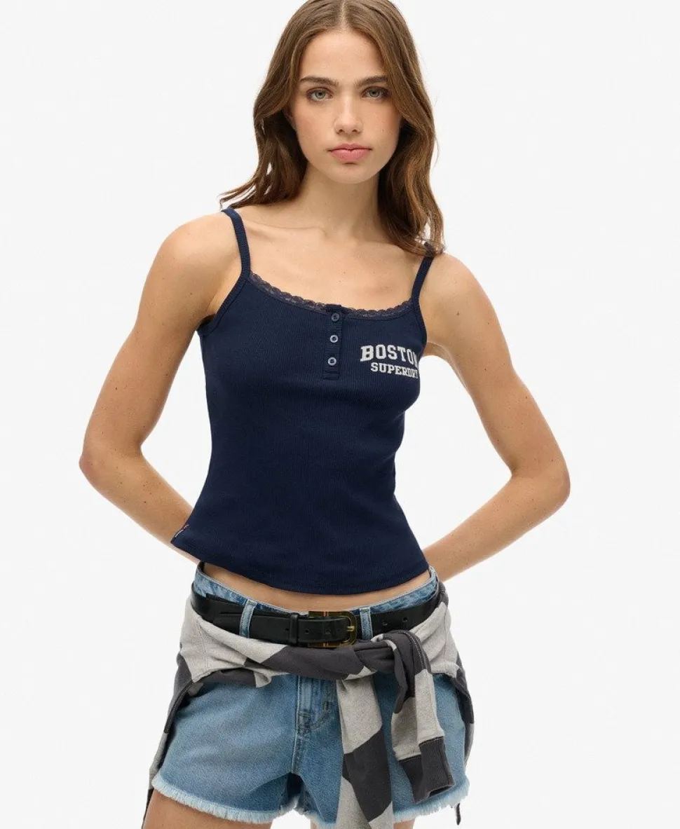 Athletic Essentials Graphic Button Cami Top