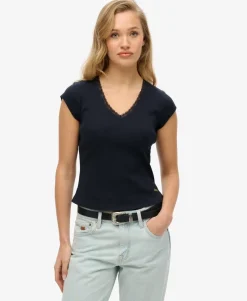 Athletic Essentials Lace Trim V-Neck T-Shirt