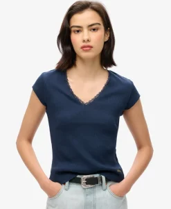 Athletic Essentials Lace Trim V-Neck Top