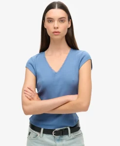 Athletic Essentials Lace Trim V-Neck Top