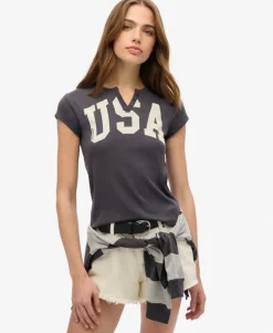 Athletic Essentials Notch Neck Graphic T-Shirt