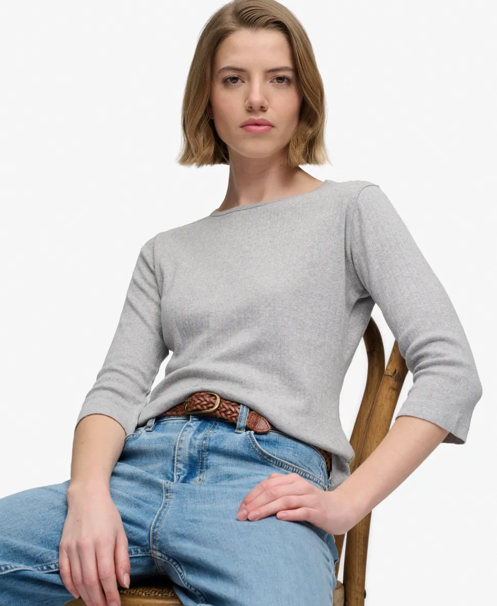Athletic Essentials Pointelle Half Sleeve Top
