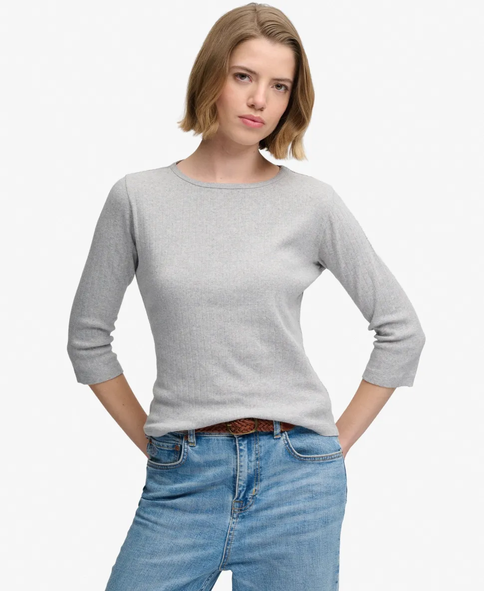 Athletic Essentials Pointelle Half Sleeve Top