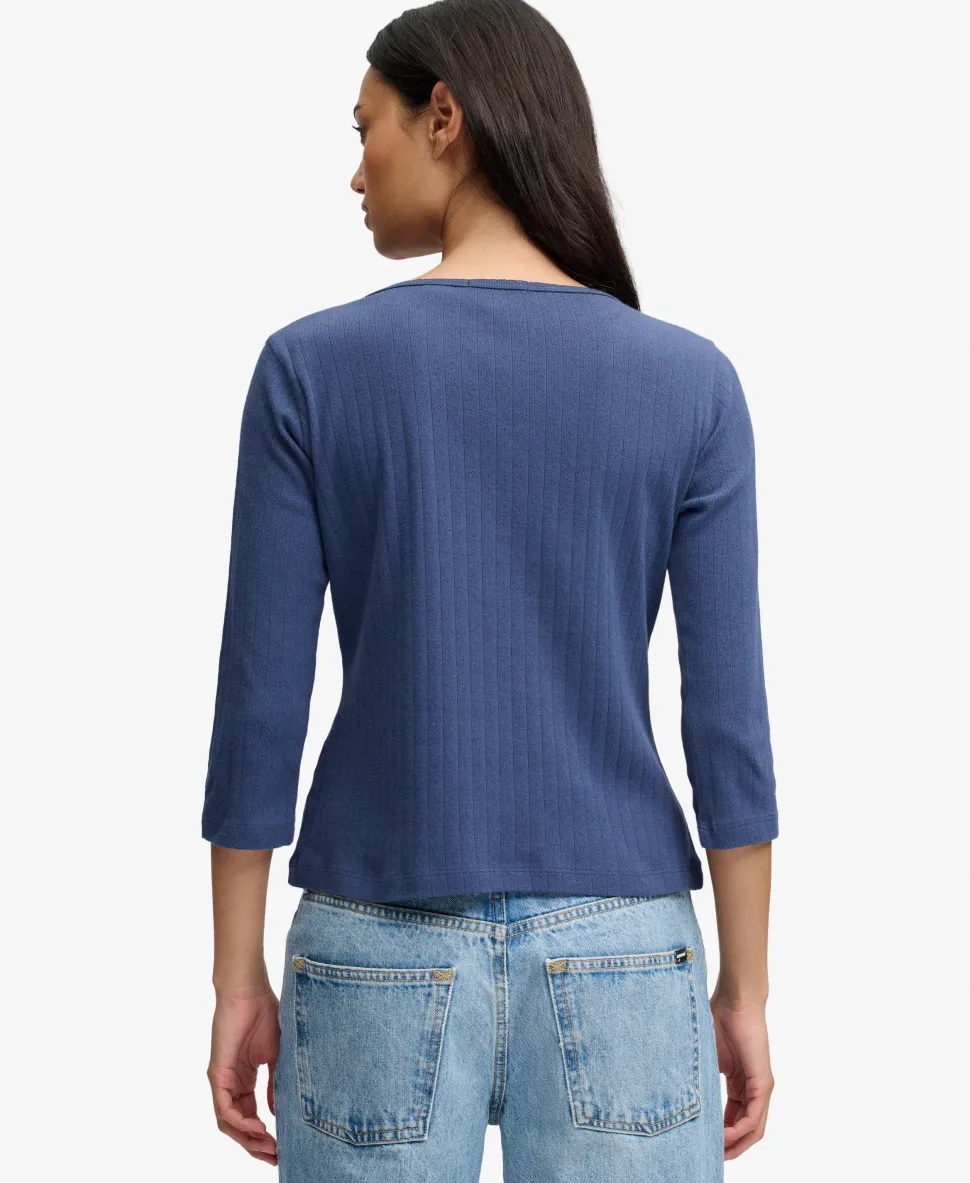 Athletic Essentials Pointelle Half Sleeve Top