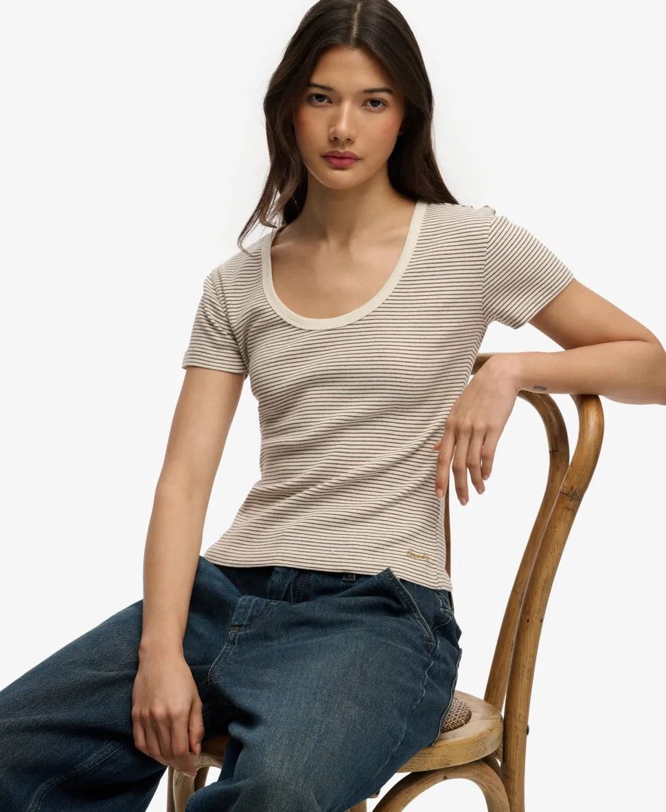 Athletic Essentials Striped Short Sleeve Top